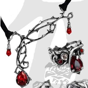 Alchemy England Passion choker necklace & ring Sz 6 Retired Swarovski crystal